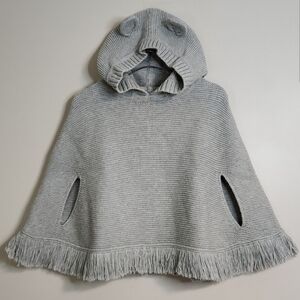 Baby GAP Grey Hooded Poncho, Size 4 ~ EUC